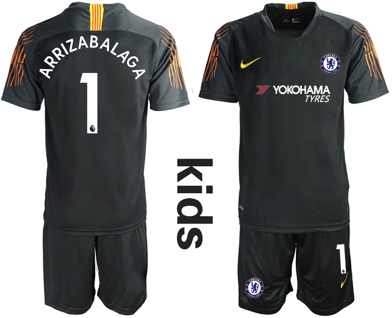 2018_2019 Club Chelsea black Youth goalkeeper #1 soccer jerseys